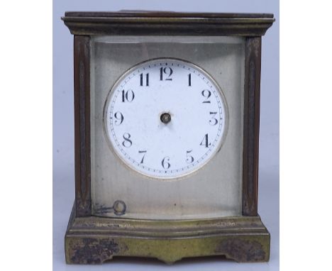A French brass-cased carriage clock, height 3.75"