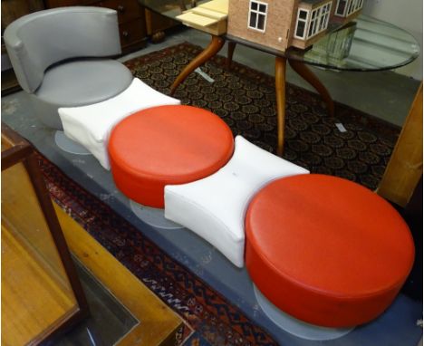 An unusual red, white and grey jointed sofa, retailed by John Lewis, L240cm