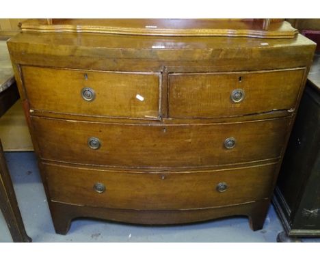 A 19th century mahogany bow-front 4-drawer chest on bracket feet, W99cm