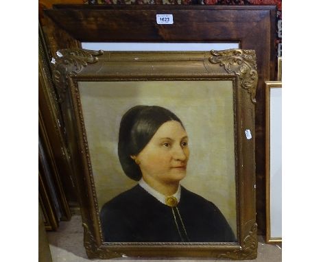 A pair of overpainted prints on canvas, portrait studies, and 2 framed prints