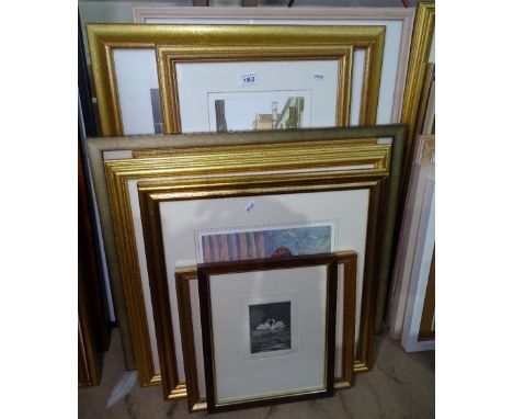 R Heinders, coloured print, girl on the beach 137/500, 2 Venetian coloured prints, and various others