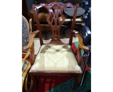 A Heal's mahogany Chippendale style desk chair