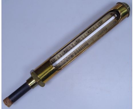A brass thermometer by Hopkinsons of Huddersfield, length 14"