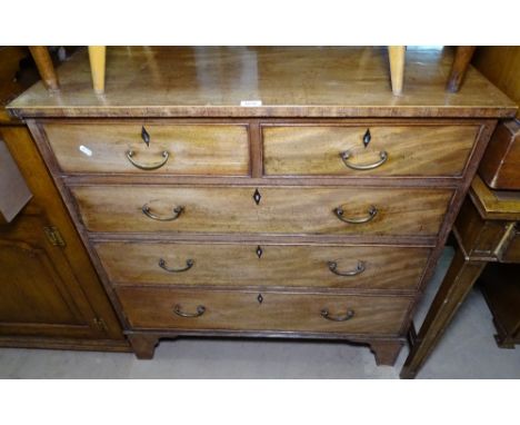A 19th century mahogany chest with 2 short and 3 long drawers, bracket feet, W94cm, H94cm