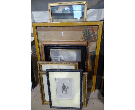Coloured prints, engraving and pictures, including Napoleon's farewell by Lord Byron, and a 19th century engraving Last Portr