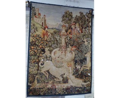A French machined tapestry wall hanging, width 43"