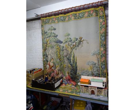 A Belgium type machined tapestry wall hanging, width 6'