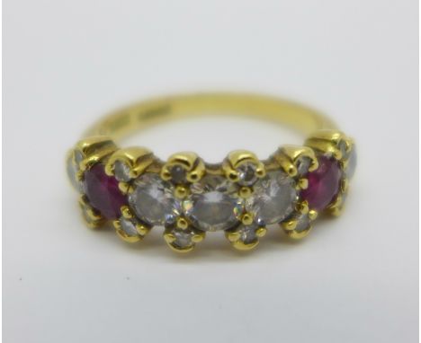 An 18ct gold, ruby and diamond ring, 3.9g, L