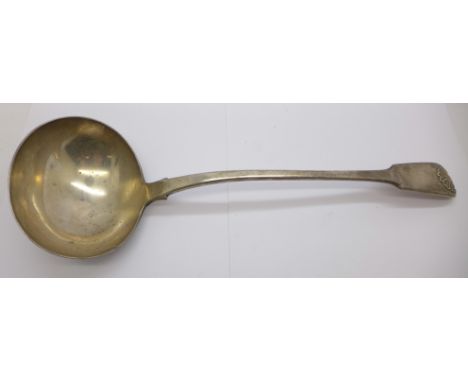 A silver ladle, London 1824, 240g
