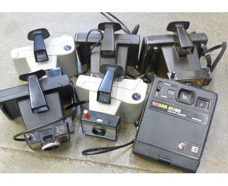 Five Polaroid Land Cameras and a Kodak EK160 Instant Camera