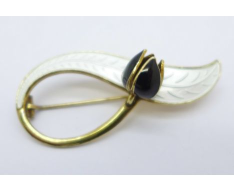 A Norwegian silver and enamel brooch, Souvenir of the occasion of the visit of Crown Prince Harald of Norway to the Workingto