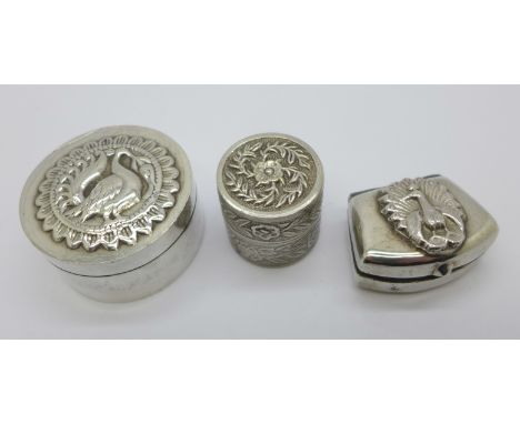 Three Indian trinket boxes
