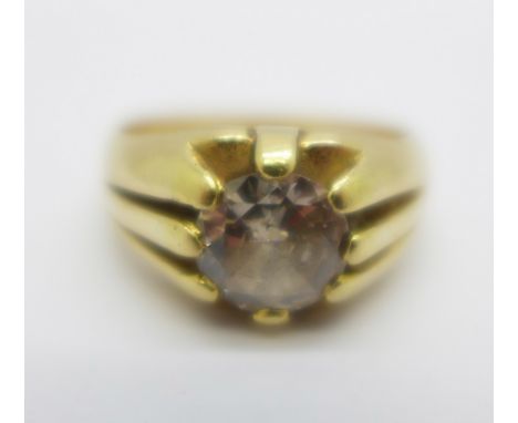 An 18ct gold and diamond ring, 9.1g, approximately 1.5 carat diamond weight, approximately 8mm diameter, with inclusions, R