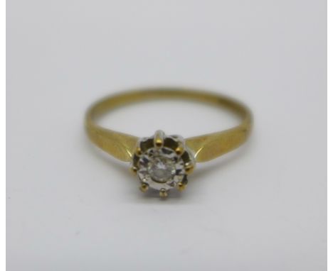 A 9ct gold and diamond ring, 1.5g, L