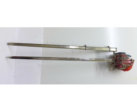 A Scottish 'basket' officers sword with scabbard