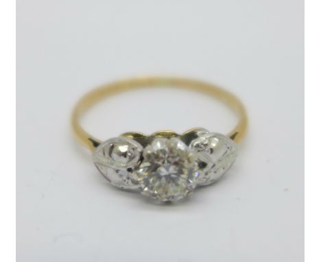 An Art Deco 18ct yellow gold solitaire diamond ring, approximately 0.51ct diamond weight, (with insurance valuation of £2,450