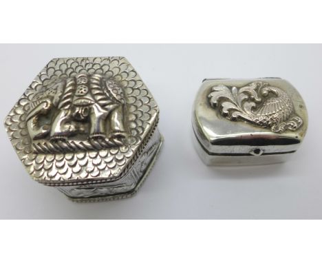 Two Indian trinket boxes