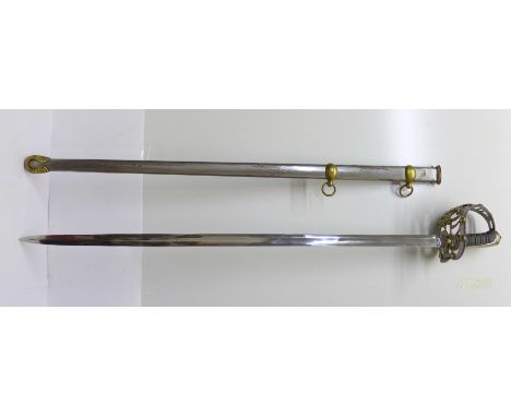 A 1st Batallion Lifeguards officers sword with scabbard, the blade marked Hawkes &amp; Co.