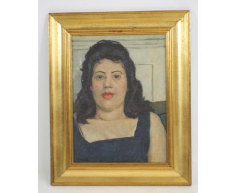 CLIFFORD HALL (1904-1973), Portrait of a Woman, head and shoulders, oil on board, signed, 16" x 12", gilt frame (subject to A