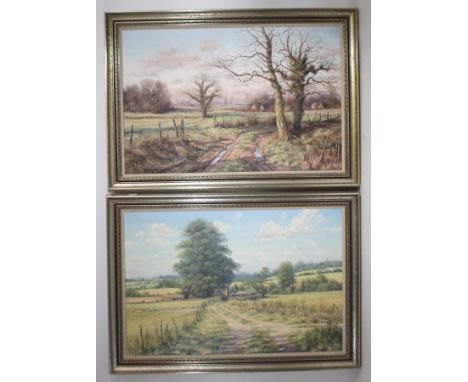MERVYN GOODE (b.1948), The Track through the Farm and Midwinter Sunshine, Hampshire, a pair, oil on canvas, both signed, insc
