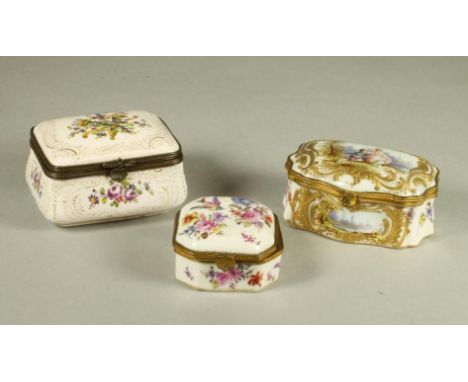 A FRENCH FAIENCE TABLE SNUFF BOX, 19th century, of rounded tapering oblong form, the hinged cover painted in polychrome ename