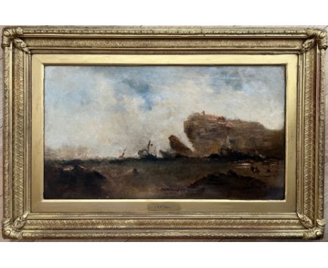 Circle of Joseph Mallord William Turner (1775-1851). British. Oil on canvas. “Shipwreck Off A Rocky Coast”Measures 45cm x 80c