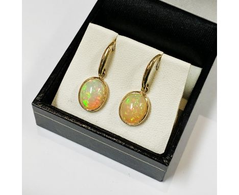 9CT GOLD LARGE OPAL EARRINGS