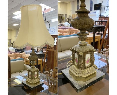 BRASS LAMP WITH MARBLE BASE