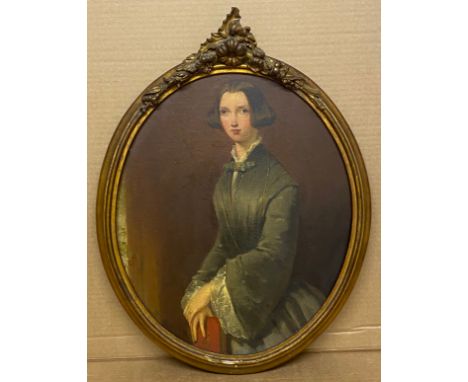 PORTRAIT OF A LADY SAID TO BE A FLORENCE NIGHTINGALE, THREE-QUARTER LENGTH, SEATED  ON PANEL BY JAMES CASSIE R.S.AON PANELAPP
