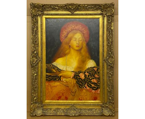 OIL ON CANVAS OF PORTRAIT OF A LADY, FRAMED