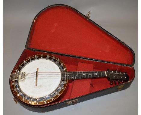 A late 19th/ early 20th century Windor Pyxe Mandolin Model 1, cased. 