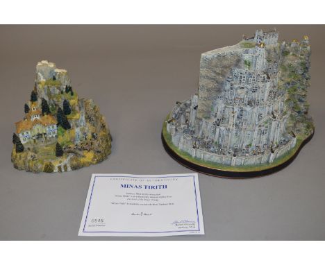 Danbury Mint Lord Of The Rings "Minas Tirith", with packaging and certificate together with "Leaving Rivendell" (2)