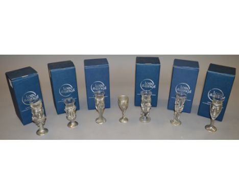 6 boxed Royal Selagor Lord of The Rings pewter shot glasses together with an unboxed example (7)