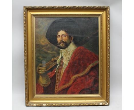 A.E. HALL "Portrait of a 17th century gentleman", possibly Alex Androis, an Oil on canvas, signed and dated (19)25, inscribed