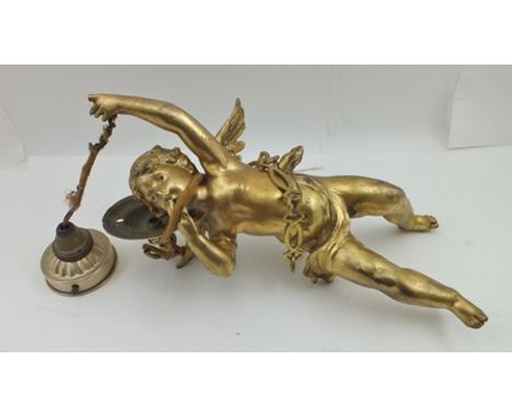 A GILT METAL CHERUB DESIGN CEILING LIGHT, 29cm 
