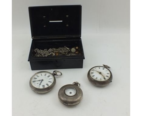 "ALLAM & CAITHNESS OF LONDON" A GEORGE III SILVER PAIR CASED GENTLEMAN'S POCKET WATCH, having white enamel dial with Roman nu