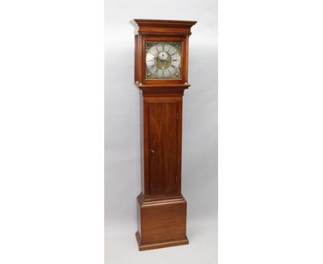 JOHN SMITH, CHESTER A GEORGE III MAHOGANY LONGCASE CLOCK, the square top hood with columns, square dial with cast spandrels, 