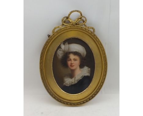 A LATE 19TH CENTURY PORCELAIN PLAQUE, after the self portrait of Louise Elisabeth Vigee Le Brun (1755-1842), possibly Vienna 