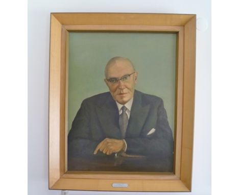 JOAN JONES "W. Clifford Atkins - Chairman December 1949-Feb.1966", a mid 20th century Portrait painting, Oil painting on canv