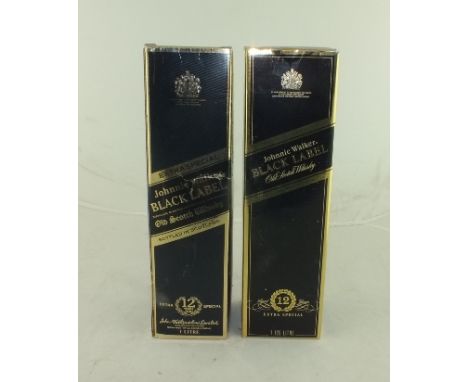 JOHNNIE WALKER BLACK LABEL 12 year old Extra Special Scotch Whisky, 2 x 1.25 litre bottles, boxed 