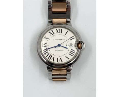 A Cartier gentleman's Ballon Bleu 42mm automatic wristwatch, steel case, model 3001. 