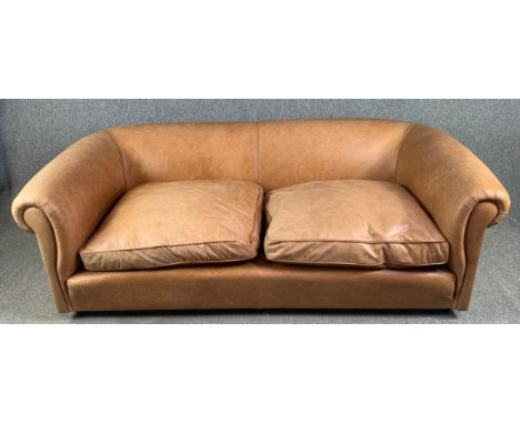 A large contemporary three to four seater Conran sofa upholstered in leather. H.80 W.228 D.121cm 