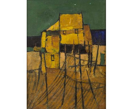 David Humphreys (b.1937)Beach Hutsigned (to reverse)oil on board39 x 29cm.  To green are specks and marks of an un-associated