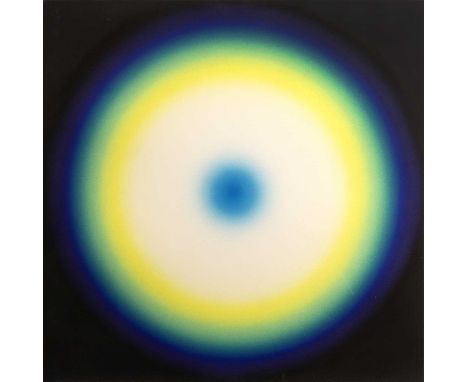 Peter Sedgley (b.1930)Blue In, Blue Out, 1975from the Pulse Seriessigned, titled, and dated (to reverse and side)acrylic on b