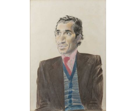 Glynn Boyd Harte (1948-2003)Portrait of a Man in a Suit, 1977signed and dated (lower right)pastel59 x 41cm.  Very light disco