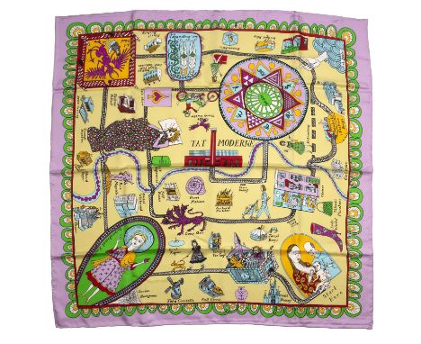 Grayson Perry (b.1960)Tat Modernesilk scarf, with original box99 x 99cm.