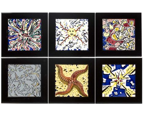 Salvador Dali (1904-1989) for Maurice Duchin La Suite Catalan set of six tiles, 1954hand-painted and framed27 x 27cm (6).