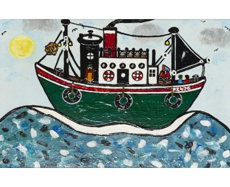 Joan Gillchrest (1918-2008)Fishing Boatsigned with initials (lower right)oil on board28 x 41cm.  Some light surface dirt to v