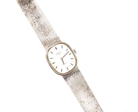 A VINTAGE ROTARY WRISTWATCH IN SILVER WITH SILVER MESH STRAP
