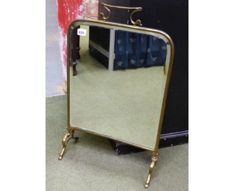 AN ART NOUVEAU BRASS FRAMED MIRROR FIRE SCREEN